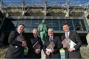 2 February 2016; In attendance at a GAA Annual Finance Report for 2015 media briefing are, from left, Peter McKenna, Commercial Manager of the GAA and Stadium Director, Croke Park, Ard Stiúrthóir of the GAA Páraic Duffy, Uachtarán Chumann Lúthchleas Gael Aogán Ó Fearghail, and Tom Ryan, Director of Finance, GAA. Croke Park, Dublin. Picture credit: Brendan Moran / SPORTSFILE