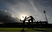 2 February 2016; St Michael's College players warm-up before the start of the game. Bank of Ireland Leinster Schools Junior Cup, Round 1, St Gerard's School v St Michael's College, Donnybrook Stadium, Donnybrook, Dublin. Picture credit: Seb Daly / SPORTSFILE