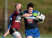 2 February 2016; Tomas O'Connor, Dublin Institute of Technology, in action against Daniel McBride, St Mary's University College Belfast. Independent.ie HE GAA Sigerson Cup, 1st Round, St Mary's University College Belfast v Dublin Institute of Technology, Tyrone Centre of Excellence, Garvaghey, Co. Tyrone. Picture credit: Oliver McVeigh / SPORTSFILE