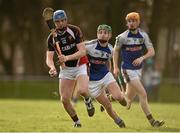 3 February 2016; Stephen Maher, IT Carlow, in action against Niall Mullins, St Pat's. Independent.ie HE GAA Fitzgibbon Cup, St Pat’s-Mater Dei v IT Carlow, Group B, Round 2, Na Fianna, Mobhi Road, Dublin. Picture credit: Brendan Moran / SPORTSFILE