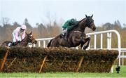 6 February 2016; Footpad, with Danny Mullins up, jumps the last on their way to winning the GAIN Spring Juvenile Hurdle. Horse Racing from Leopardstown. Leopardstown, Co. Dublin. Picture credit: Ramsey Cardy / SPORTSFILE