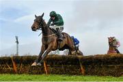 6 February 2016; Footpad, with Danny Mullins up, jumps the last on their way to winning the GAIN Spring Juvenile Hurdle. Horse Racing from Leopardstown. Leopardstown, Co. Dublin. Picture credit: Ramsey Cardy / SPORTSFILE