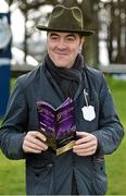 6 February 2016; Actor Jimmy Nesbitt enjoys the day's racing. Horse Racing from Leopardstown. Leopardstown, Co. Dublin. Picture credit: Matt Browne / SPORTSFILE