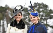 6 February 2016; Ciara Murphy, left, from Dunboyne, Co. Meath, and Elaine Bury, from Ratoath, Co. Meath. Powerscourt Hotel Resort & Spa was delighted to partner with Irish Gold Cup Day at Leopardstown on February 6th 2016, one of the most prestigious and glamorous race days in the National Hunt Season. The overalll prize for Most Stylish Lady included a luxurious night's stay in the palatial Powerscourt Hotel's Presidential suite,, Dinner for two in Powerscourt Hotel's newly refurbished Sika restaurant, 2 treatments in the award winning ESPA and one year membership of Powerscourt's Leisure Club, which boasts a Swarovski crystal lit swimming pool and gym and access to the ESPA Facilities. Horse Racing from Leopardstown. Leopardstown, Co. Dublin. Picture credit: Cody Glenn / SPORTSFILE