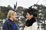 6 February 2016; Ciara Murphy, right, from Dunboyne, Co. Meath, and Elaine Bury, from Ratoath, Co. Meath. Powerscourt Hotel Resort & Spa was delighted to partner with Irish Gold Cup Day at Leopardstown on February 6th 2016, one of the most prestigious and glamorous race days in the National Hunt Season. The overalll prize for Most Stylish Lady included a luxurious night's stay in the palatial Powerscourt Hotel's Presidential suite,, Dinner for two in Powerscourt Hotel's newly refurbished Sika restaurant, 2 treatments in the award winning ESPA and one year membership of Powerscourt's Leisure Club, which boasts a Swarovski crystal lit swimming pool and gym and access to the ESPA Facilities. Horse Racing from Leopardstown. Leopardstown, Co. Dublin. Picture credit: Cody Glenn / SPORTSFILE