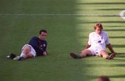 27 March 2001; Gary Kelly, left, and Jason McAteer during a Republic of Ireland training session at the Mini Estadi in Barcelona, Spain. Photo by Damien Eagers/Sportsfile