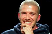 15 March 2001; Manchester United and England footballer David Beckham at a Media Event in Dublin. Photo by David Maher/Sportsfile