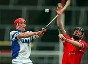 8 April 2001; Pat Mulcahy of Cork in action against Johnny Brenner of Waterford during the Allianz GAA National Hurling League Division 1B Round 4 match between Cork and Waterford at Páirc Uí Chaoimh in Cork. Photo by David Maher/Sportsfile