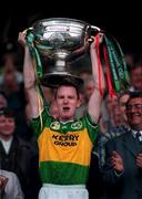 28 September 1997; Liam Hassett, Kerry Captain lifts the Sam Maguire Cup after winning the All Ireland Football Final. Picture credit; Brendan Moran/ SPORTSFILE