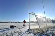 8 January 2010; Michael Ruane, from Foxford, Co. Mayo, pulls his chilldren, Molly, age 3 and Sean Og, age 6, along a snow slay at the Kilcock GAA Pitch at Kilcock, Co. Kildare. Picture credit; David Maher / SPORTSFILE