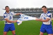 13 January 2010; Pictured at the unveiling of the new Waterford GAA strip for 2010 were Dan Shanahan, left, Waterford hurler and Mick Ahearne, Waterford footballer. The new jersey was launched as part of a new two year sponsorship by 3, Ireland’s fastest growing network, of Waterford GAA, covering both the Hurling and Football codes and includes all grades from Minor to Senior inter-county teams over the next two years. Croke Park, Dublin. Picture credit: David Maher / SPORTSFILE