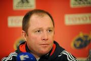 13 January 2010; Munster head coach Tony McGahan speaking during a squad press conference ahead of their Heineken Cup match against Benetton Treviso on Saturday. Maryborough House Hotel, Douglas, Cork. Picture credit: Matt Browne / SPORTSFILE