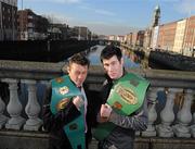 14 January 2010; Oisin 'Gael Force' Fagan, left, and Andy Murray, who will headline an upcoming event with their Lightweight Title fight, pictured ahead of a Brian Peters Promotions press conference to announce details of the Yanjing Fight Night to be held at the National Stadium in Dublin on Saturday 13th of February. The Brazen Head, Bridge St. Lower, Dublin. Picture credit: Brian Lawless / SPORTSFILE