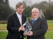 15 January 2010; St. Patrick’s Athletic were today officially announced as the Matchday Management Team of the Year. This award pays tribute to the behind-the-scenes work involved in staging League of Ireland fixtures. At the announcement is FAI Chief Executive John Delaney with Paul O'Brien, Match Day Event Controller, St. Patrick's Athletic. FAI Headquarters in Abbotstown, Dublin. Picture credit: Brian Lawless / SPORTSFILE