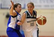 17 January 2010; Lorraine O'Brien, Meteors, in action against Donna Buckley, Team Montenotte Hotel Cork. 2010 Basketball Ireland Women's SuperLeague National Cup Semi-Final, Team Montenotte Hotel Cork v Meteors, Neptune Stadium, Cork. Picture credit: Brendan Moran / SPORTSFILE