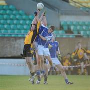 20 January 2010; Daragh Maguire, St. Patrick's College, Navan, in action against Gareth Foley and Brendan Furlong, Good Counsel College, New Ross. Leinster Colleges Senior Football “A” Round 2, St. Patrick's College, Navan, Co. Meath, v Good Counsel College, New Ross, Co. Wexford. Dr Cullen Park, Carlow. Picture credit: Matt Browne / SPORTSFILE