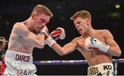 27 February 2016; Luke Wilton, left, exchanges punches with Charlie Edwards during their WBC International Silver Flyweight Championship bout. Manchester Arena, Manchester, England.  Picture credit: Ramsey Cardy / SPORTSFILE