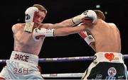 27 February 2016; Luke Wilton, right, exchanges punches with Charlie Edwards during their WBC International Silver Flyweight Championship bout. Manchester Arena, Manchester, England.  Picture credit: Ramsey Cardy / SPORTSFILE