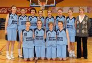 2 February 2010; The St. Joseph’s Abbeyfeale, Co. Limerick team. All-Ireland School Cup Finals 2010 - U19 Girls A Final, Calasanctius Oranmore, Galway v St. Joseph’s Abbeyfeale, Co. Limerick, National Basketball Arena, Tallaght, Dublin. Photo by Sportsfile  *** Local Caption *** St. Joseph’s Abbeyfeale, Co. Limerick