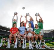 2 February 2010; Ladies Gaelic Football today launched their expanded Bord Gais Energy Ladies National Football Leagues. The new format, from three divisions to four, is to increase competition across the divisions and to ensure the continual development of emerging counties. The first round of fixtures take place on Sunday, 7th February with the finals scheduled for the weekend of 8/9th May. Players, back row, from left, Sinead Fitzpatrick, Limerick, Rosanna Heeney, Louth, Pamela Crowe, Cavan, Aoife Moane, Fermanagh, front row, from left, Mairead Kelly, Cork, Cliodhna O'Connor, Dublin, Aishling Holton, Kildare, and Shauna Bennett, Meath, at the launch of the Bord Gais Energy Ladies National Football Leagues. Croke Park, Dublin. Picture credit: Stephen McCarthy / SPORTSFILE