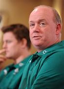 2 February 2010; Ireland head coach Declan Kidney speaking during a squad announcement ahead of their opening RBS Six Nations Rugby Championship game against Italy on Saturday. RDS, Ballsbridge, Dublin. Picture credit: Brendan Moran / SPORTSFILE