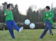 6 February 2010; Republic of Ireland senior international players Stephanie Roche, left, and Áine O’Gorman announce details of an international friendly versus France which will be played on Thursday February 25th in Richmond Park. FAI Headquarters, Abbotstown, Dublin. Picture credit: Brian Lawless / SPORTSFILE