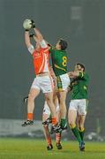 6 February 2010; James Lavery, Armagh, in action against Nigel Crawford and Mark Ward, right, Meath. Allianz GAA Football National League, Division 2, Round 1, Meath v Armagh, Pairc Tailteann, Navan, Co. Meath. Picture credit: Pat Murphy / SPORTSFILE
