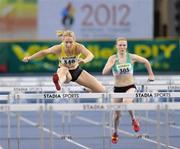 6 February 2010; Derval O'Rourke, Leevale A.C., on her way to winning her heat of the Senior Women's 60m Hurdles during the second day of the Woodie’s DIY Senior Indoor Championships. Odyssey Arena, Belfast, Co. Antrim. Picture credit: Stephen McCarthy / SPORTSFILE