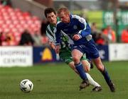 25 March 2001; Paddy McGranahan of Finn Harps in action against Colm Tresson of Bray Wanderers during the Eircom League Premier Division match between Bray Wanderers and Finn Harps at the Carlisle Grounds in Bray, Wicklow. Photo by Ray Lohan/Sportsfile