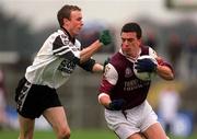 21 April 2001; Padraic Joyce of Galway is tackled by Sligo's Padraig Doohan of Sligo during the Allianz GAA National Football League Division 1 Semi-Final match between Galway and Sligo in Dr Hyde Park in Roscommon. Photo by Damien Eagers/Sportsfile