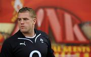 8 February 2010; Ireland's Jamie Heaslip arrives for squad training ahead of their RBS Six Nations Rugby Championship match against France on Saturday. Ireland rugby squad training, RDS, Ballsbridge, Dublin. Picture credit: Stephen McCarthy / SPORTSFILE