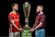 2 March 2016; Ger O'Brien, left, St. Patrick's Athletic and Ryan Connolly, Galway United. Both teams will play each other during the opening round of matches in the SSE Airtricity Premier Division. Aviva Stadium, Dublin. Picture credit: David Maher / SPORTSFILE