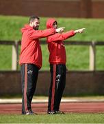 2 March 2016; Munster temporary consultant Andy Farrell, left, and Felix Jones in conversation during squad training. University of Limerick, Limerick. Picture credit: Diarmuid Greene / SPORTSFILE