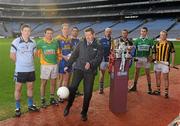 11 February 2010; Pictured in advance of the AIB GAA Junior and Intermediate Club Championship Finals on Saturday 13th and Sunday 14th February in Croke Park are Billy Finn, AIB General Manager, centre, with players, from left to right, Barry Hughes, Cookstown Fr. Rocks, Tyrone, Adrian Finn, Castlegregory, Kerry, Niall O’Mahony, Spa, Kerry, Damien Gallagher, Kiltimagh, Mayo, Johnny Flynn, St. Galls, Antrim, Ryan O’Neill, Naomh Colum Cille, Tyrone, Brendan Hennessy, Blackrock, Limerick, and Eoin Guinan, St. Lachtain’s, Kilkenny. Croke Park, Dublin. Picture credit: Pat Murphy / SPORTSFILE