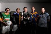 11 February 2010; Pictured in advance of the AIB GAA Junior and Intermediate Club Championship Finals on Saturday 13th and Sunday 14th February in Croke Park are, from left to right, Adrian Finn, Castlegregory, Kerry, Damien Gallagher, Kiltimagh, Mayo, Billy Finn, AIB General Manager, Niall O’Mahony, Spa, Kerry, and Barry Hughes, Cookstown Fr. Rocks, Tyrone. Croke Park, Dublin. Picture credit: Pat Murphy / SPORTSFILE