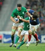 13 February 2010; Stephen Ferris, Ireland, is tackled by Lionel Nallet, France. RBS Six Nations Rugby Championship, France v Ireland, Stade de France, Saint Denis, Paris, France. Picture credit: Brendan Moran / SPORTSFILE