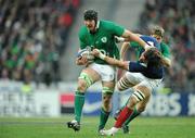 13 February 2010; Stephen Ferris, Ireland, is tackled by Lionel Nallet, France. RBS Six Nations Rugby Championship, France v Ireland, Stade de France, Saint Denis, Paris, France. Picture credit: Brendan Moran / SPORTSFILE