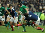 13 February 2010; Stephen Ferris, Ireland, is tackled by Lionel Nallet, France. RBS Six Nations Rugby Championship, France v Ireland, Stade de France, Saint Denis, Paris, France. Picture credit: Brian Lawless / SPORTSFILE