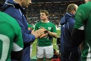 13 February 2010; Dejected Ireland captain Brian O'Driscoll applauds the victorious French team off the field after the game. RBS Six Nations Rugby Championship, France v Ireland, Stade de France, Saint Denis, Paris, France. Picture credit: Brendan Moran / SPORTSFILE