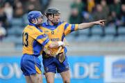 14 February 2010; Ciaran Ryan, Portumna, 12, celebrates scoring the first goal with team-mate Damien Hayes. AIB GAA Hurling All-Ireland Senior Club Championship Semi-Final, Portumna v Dunloy Cuchullians, Parnell Park, Dublin. Picture credit: Ray McManus / SPORTSFILE