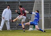 14 February 2010; Nicky Joyce, Galway, scores their only goal in the final minute of the game. Allianz National Football League, Division 1, Round 2, Galway v Monaghan, Pearse Stadium, Galway. Picture credit: Ray Ryan / SPORTSFILE