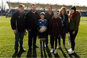 5 March 2016; Leinster matchday mascots Michael Sullivan and family with Leinster's Marty Moore and Isaac Boss at the Guinness PRO12, Round 17, clash between Leinster and Ospreys at the RDS Arena, Ballsbridge, Dublin. Picture credit: Stephen McCarthy / SPORTSFILE