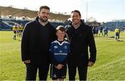 5 March 2016; Leinster matchday mascot Bobby Colbert with Martin Moore and Isaac Boss at the Guinness PRO12, Round 17, clash between Leinster and Ospreys at the RDS Arena, Ballsbridge, Dublin. Picture credit: Stephen McCarthy / SPORTSFILE