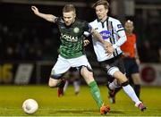 5 March 2016; Conor Kenna, Bray Wanderers, in action against Ronan Finn, Dundalk. SSE Airtricity League Premier Division, Bray Wanderers v Dundalk, Carlisle Grounds, Bray, Co. Wicklow. Picture credit: Matt Browne / SPORTSFILE