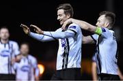 5 March 2016;  Ronan Finn, Dundalk, is congratulated by team-mate Stephen O'Donnell after he scored the 3rd goal against Bray Wanderers. SSE Airtricity League Premier Division, Bray Wanderers v Dundalk, Carlisle Grounds, Bray, Co. Wicklow. Picture credit: Matt Browne / SPORTSFILE
