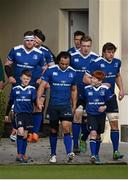 5 March 2016; Leinster captain Isa Nacewa with matchday mascots Bobby Colbert and Michael Sullivan at the Guinness PRO12, Round 17, clash between Leinster and Ospreys at the RDS Arena, Ballsbridge, Dublin. Picture credit: Ramsey Cardy / SPORTSFILE