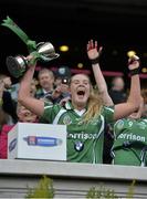 6 March 2016; Cahir captain Aisling McCarthy lifts the cup after the game. AIB All-Ireland Intermediate Camogie Club Championship Final 2015, Cahir v Eyrecourt. Croke Park, Dublin. Picture credit: Piaras Ó Mídheach / SPORTSFILE