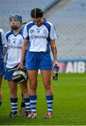 6 March 2016; Milford's Ashling Thompson stands for the National Anthem with her team-mates before the game. AIB All-Ireland Senior Camogie Club Championship Final 2015, Milford v Killimor. Croke Park, Dublin. Picture credit: Piaras Ó Mídheach / SPORTSFILE