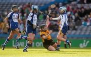 6 March 2016; Denise Starr, Killimor, in action against Milford's, from left, Orlaith O'Mahony, Deidre Hayes and Áine Watson. AIB All-Ireland Senior Camogie Club Championship Final 2015, Milford v Killimor. Croke Park, Dublin. Picture credit: Piaras Ó Mídheach / SPORTSFILE