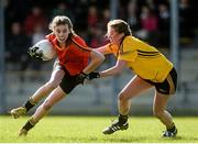 7 March 2016; Anna-Rose Kennedy, John The Baptist CS, Limerick, in action against Emma Flanagan, Holy Rosary College Mountbellew, Galway. Lidl All Ireland Senior B Post Primary Schools Championship Final. Holy Rosary College Mountbellew, Galway, v John The Baptist CS, Limerick. Gort GAA, Gort, Co. Galway. Picture credit: Piaras Ó Mídheach / SPORTSFILE